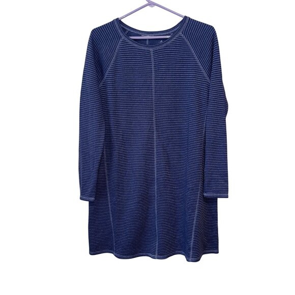 J. Jill Perfect Pim Womens Blue Striped Pima Cotton Long Sleeve Dress S - Picture 1 of 7